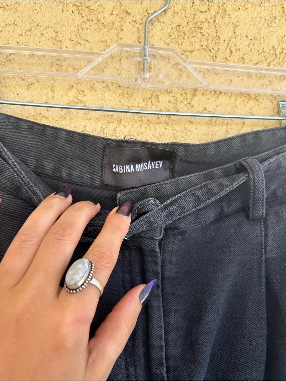 Sabina Musáyev MSRP $425 Black Bender Pants Wide-Leg Lace-Panel Pants - Picture 8 of 10
